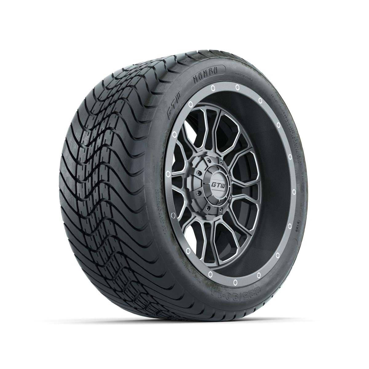 GTW Volt Gunmetal/Machined 14 in Wheels with 225/30-14 Mamba Street Tire – Full Set