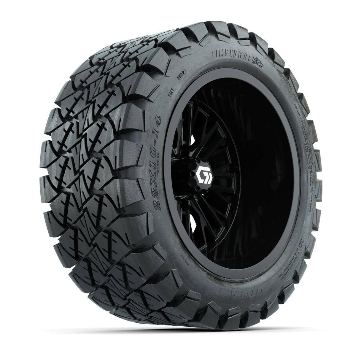 GTW&reg; Viper Gloss Black 14 in Wheels with 22X10-14 Timberwolf All-Terrain Tires - Full Set