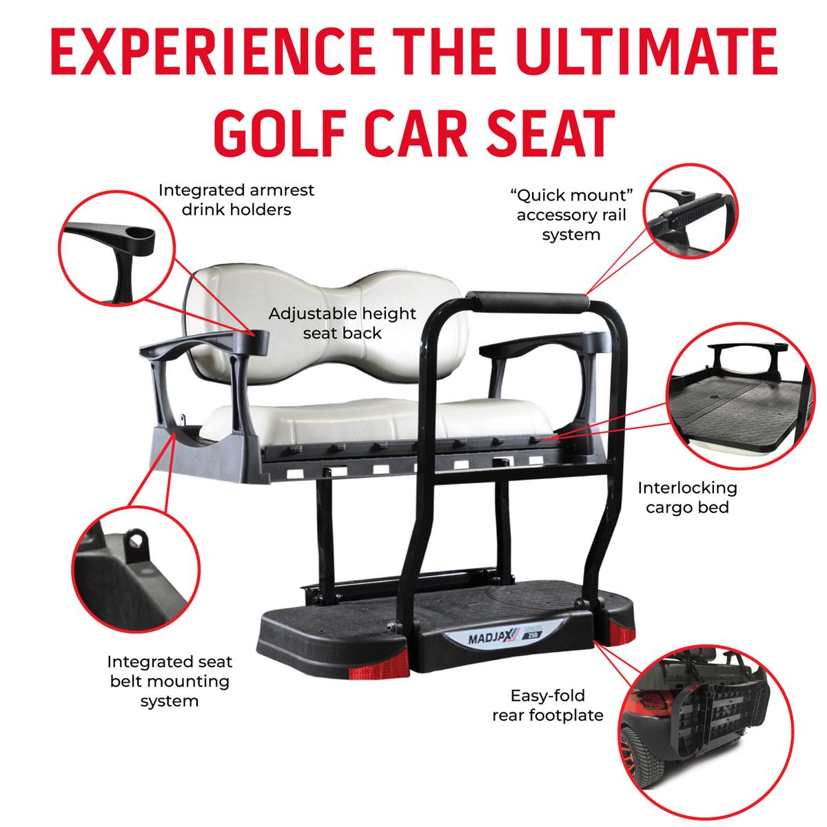 Yamaha G29/Drive MadJax&reg; Genesis 300 Rear Seat with Deluxe Grey Seat Cushions (Years 2007-2016)