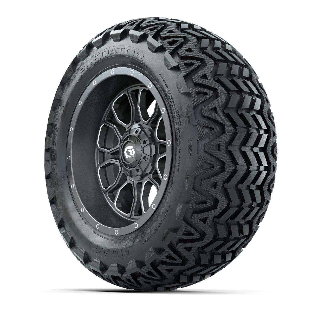 GTW Volt Gunmetal/Machined 14 in Wheels with 23x10-14 Predator All-Terrain Tires – Full Set