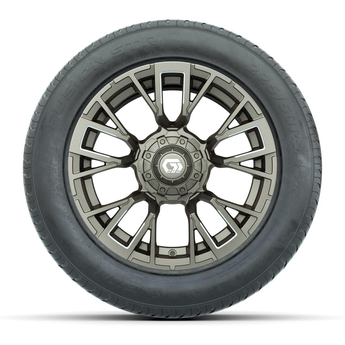 GTW&reg; Vandal Satin Bronze and Machined 14 in Wheels with 225/50-R14 Fusion STR DOT Approved Street Tires - Full Set
