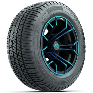 GTW Spyder Blue/Black 12 in Wheels with 215/50-R12 Fusion S/R Street Tires – Full Set