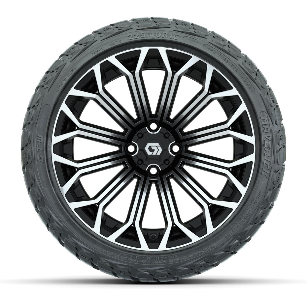 GTW&reg; Phantom Black/Machined 16 in Wheels with 225/40-R16 Maverick Hybrid Tires - Full Set