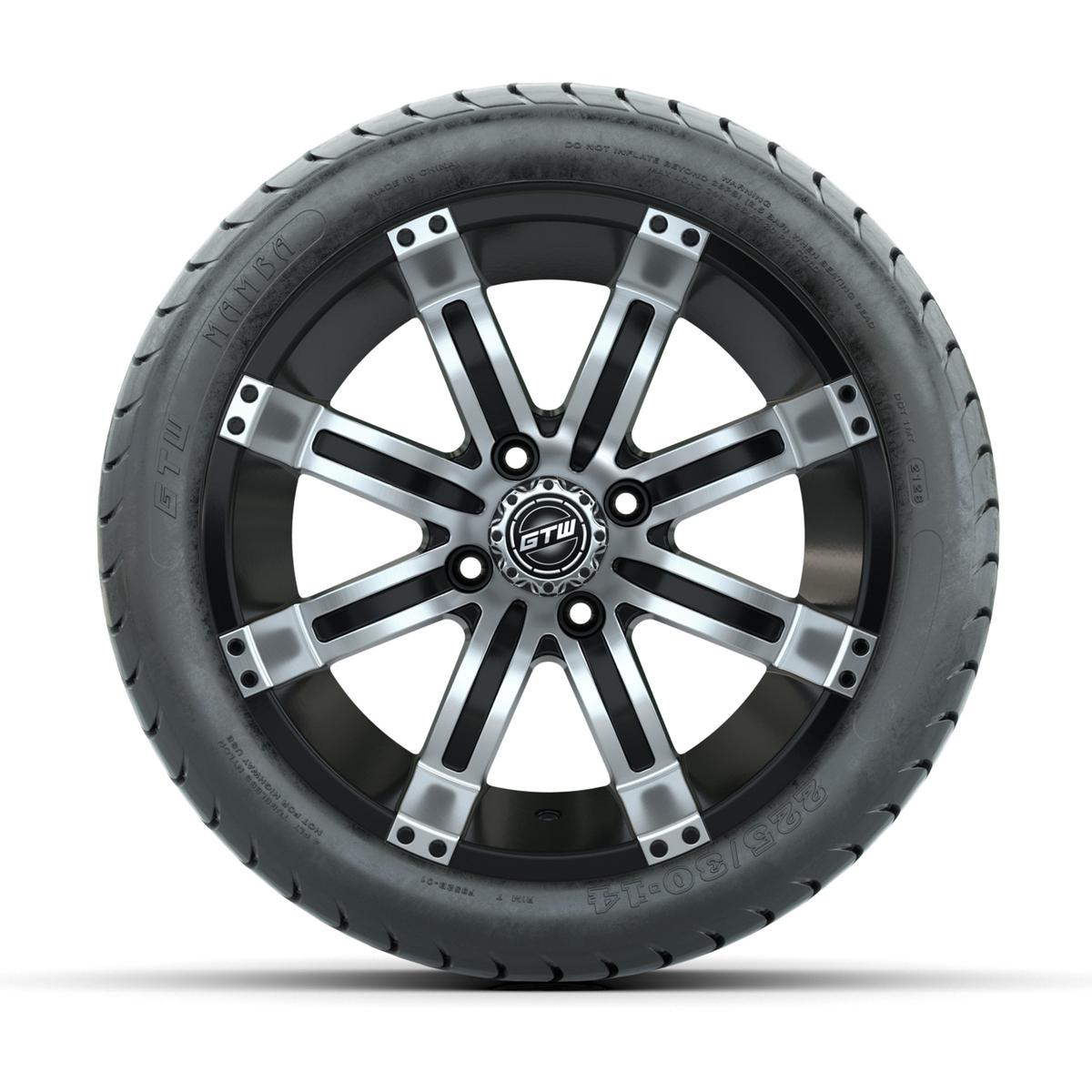 14” GTW Tempest Black and Machined Wheels with GTW Mamba Street Tires – Set of 4