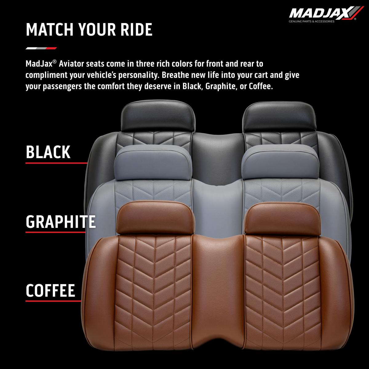 MadJax Aviator Club Car Precedent/Tempo Black Front Seat Cushions