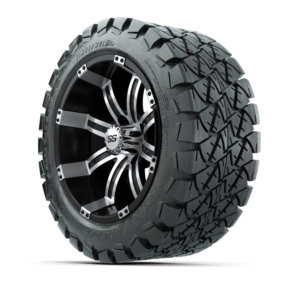 GTW Tempest Black and Machined Wheels with 22in Timberwolf Mud Tires - 14 Inch