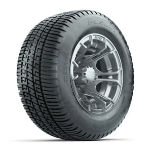 GTW Spyder Silver Brush 10 in Wheels with 205/50-10 Fusion Street Tires – Full Set