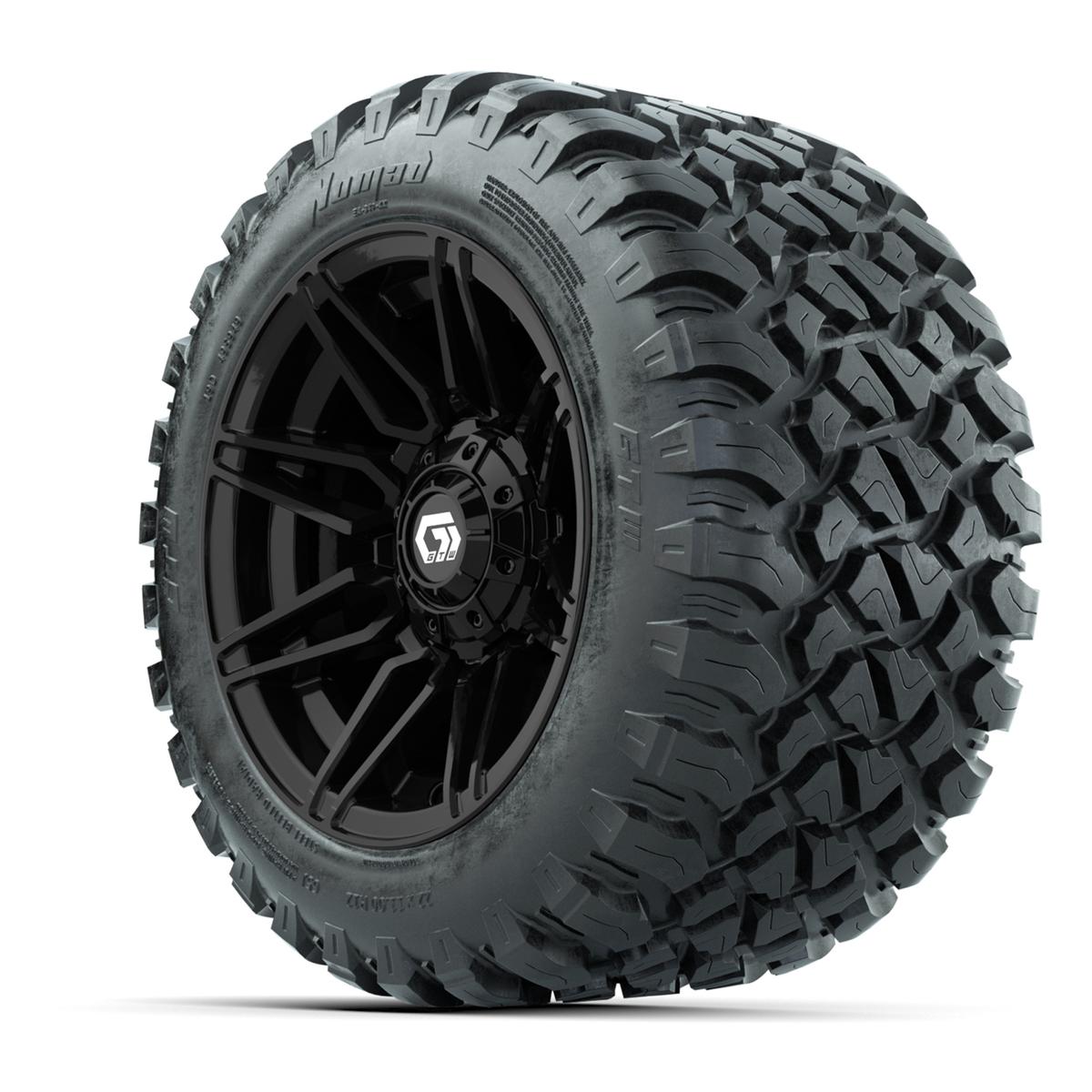 GTW&reg; Stealth Black/Machined 12 in Wheels with 22X11-R12 Nomad Steel Belt Radial All-Terrain Tires – Full Set