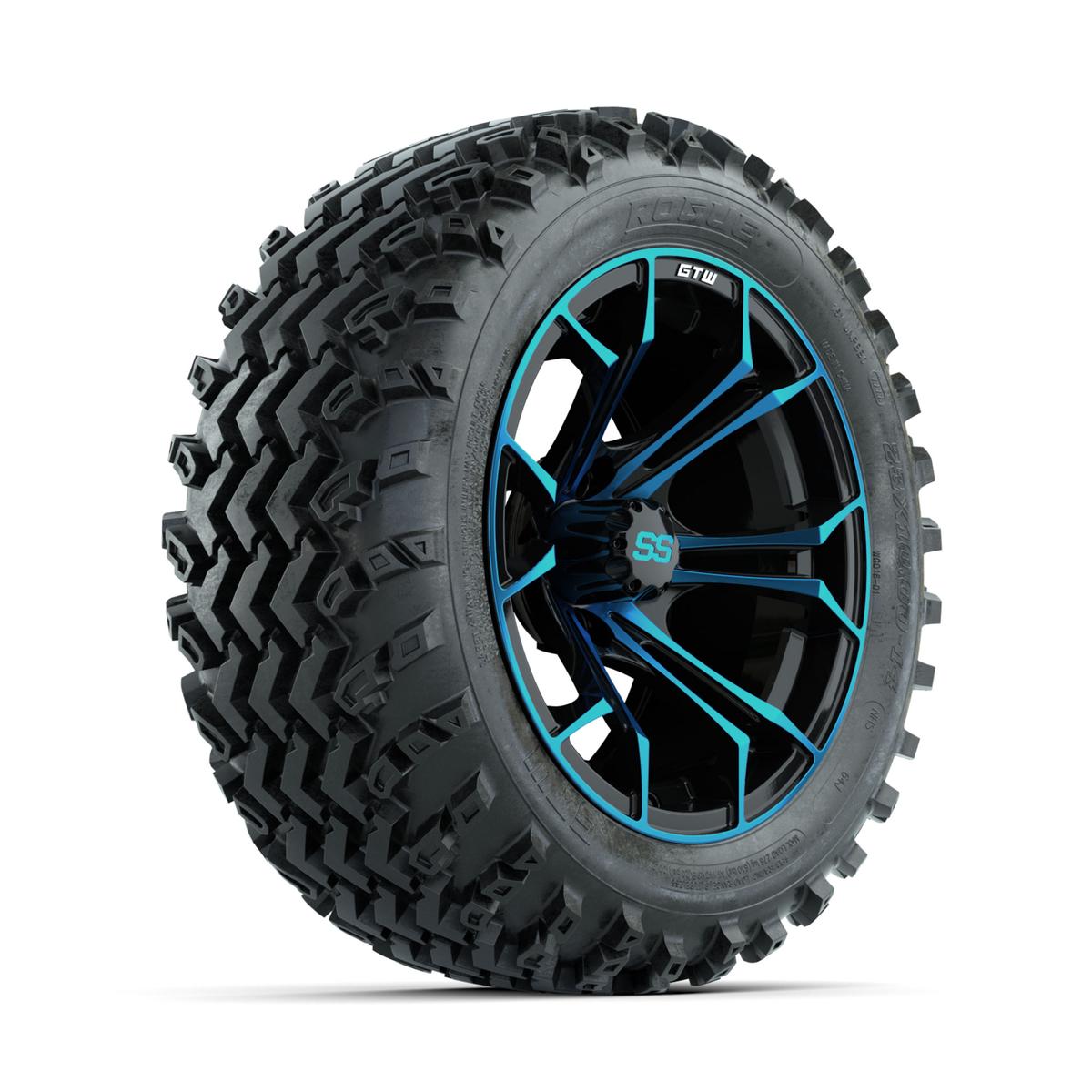 GTW Spyder Blue/Black 14 in Wheels with 23x10.00-14 Rogue All Terrain Tires – Full Set