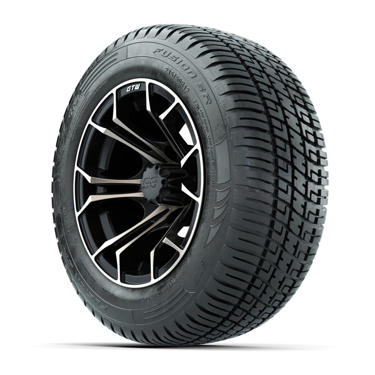 Set of (4) 12 in GTW Spyder Wheels with 215/50-R12 Fusion S/R Street Tires