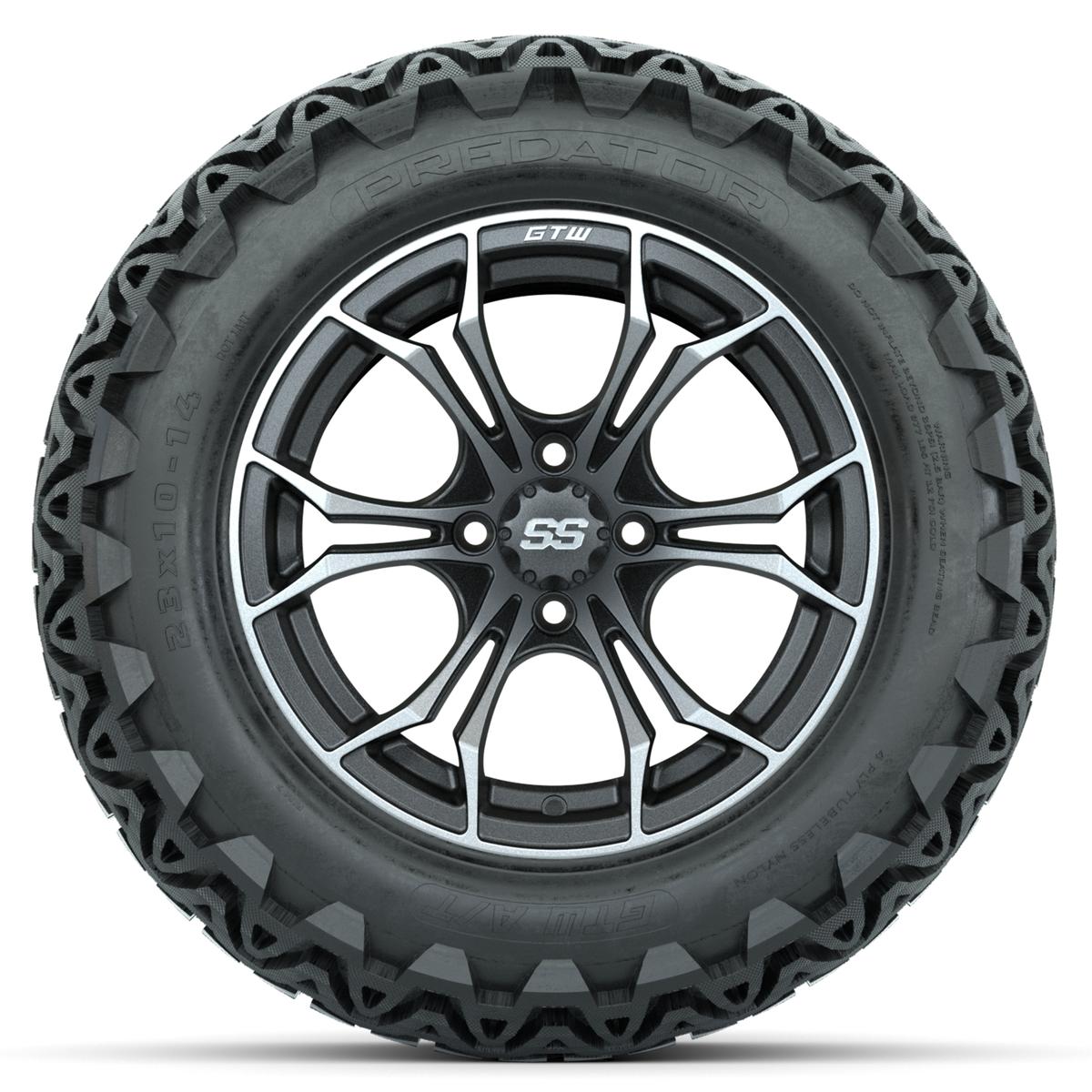 GTW Spyder Matte Grey 14 in Wheels with 23x10-14 GTW Predator All-Terrain Tires – Full Set