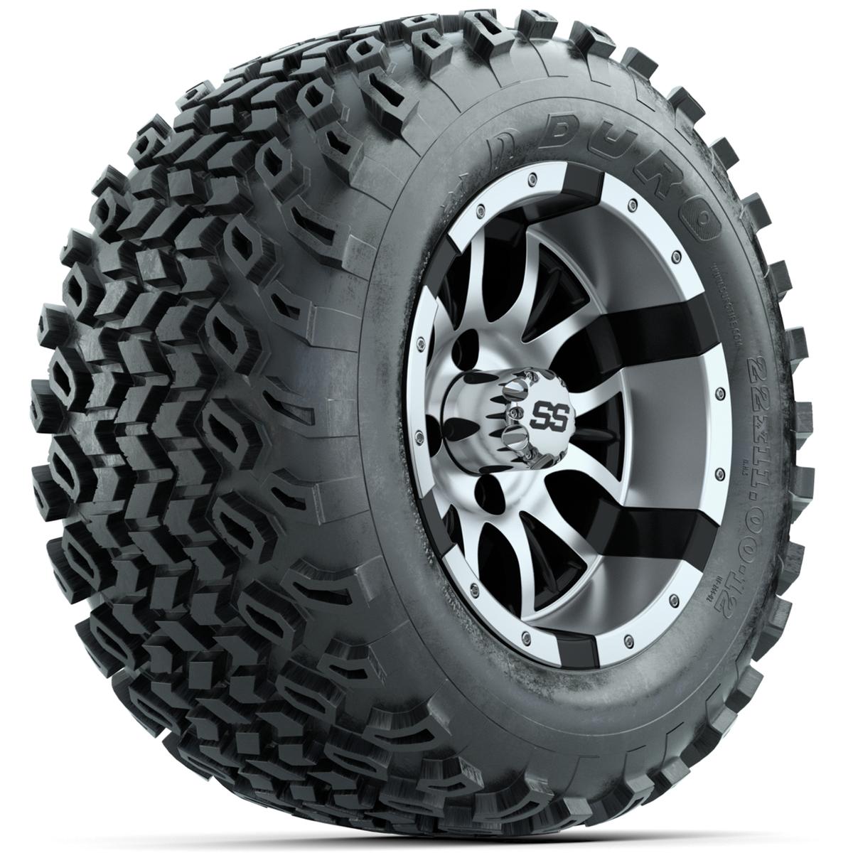 Set of (4) 12 in GTW Diesel Wheels with 22x11-12 Duro Desert All-Terrain Tires
