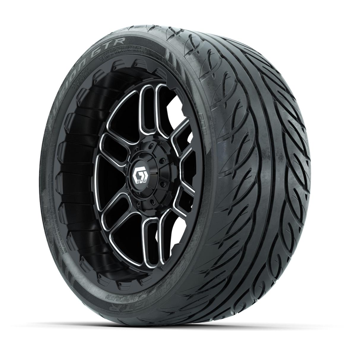 Set of (4) 14 in GTW® Titan Machined & Black Wheels with 205/40-R14 Fusion GTR Street Tires