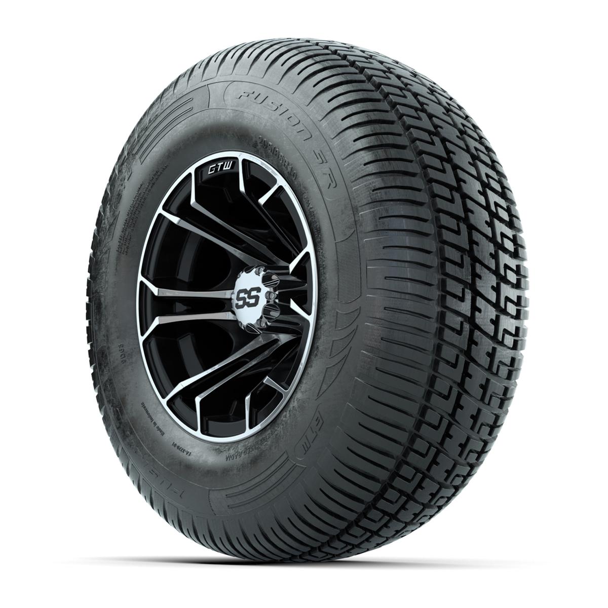 GTW Spyder Machined/Black 10 in Wheels with 205/65-R10 Fusion SR Steel Belted Radial Tires – Full Set