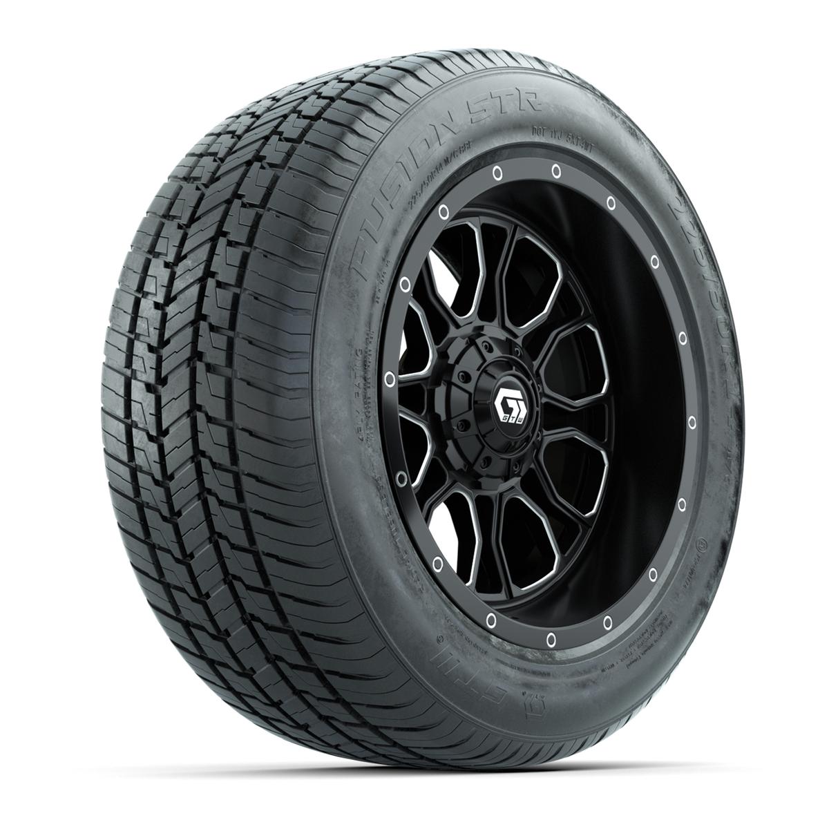 GTW&reg; Volt Black and Machined 14 in Wheels with 255/50-R14 Fusion STR DOT Approved Street Tires - Full Set
