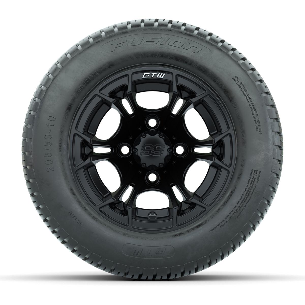GTW Spyder Matte Black 10 in Wheels with 205/50-10 Fusion Street Tires – Full Set