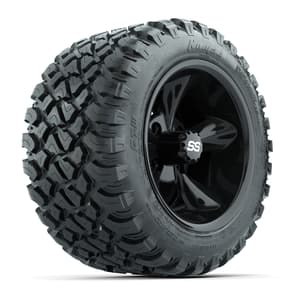 GTW&reg; Godfather Black 12 in Wheels with 22X11-R12 Nomad Steel Belt Radial All-Terrain Tires – Full Set