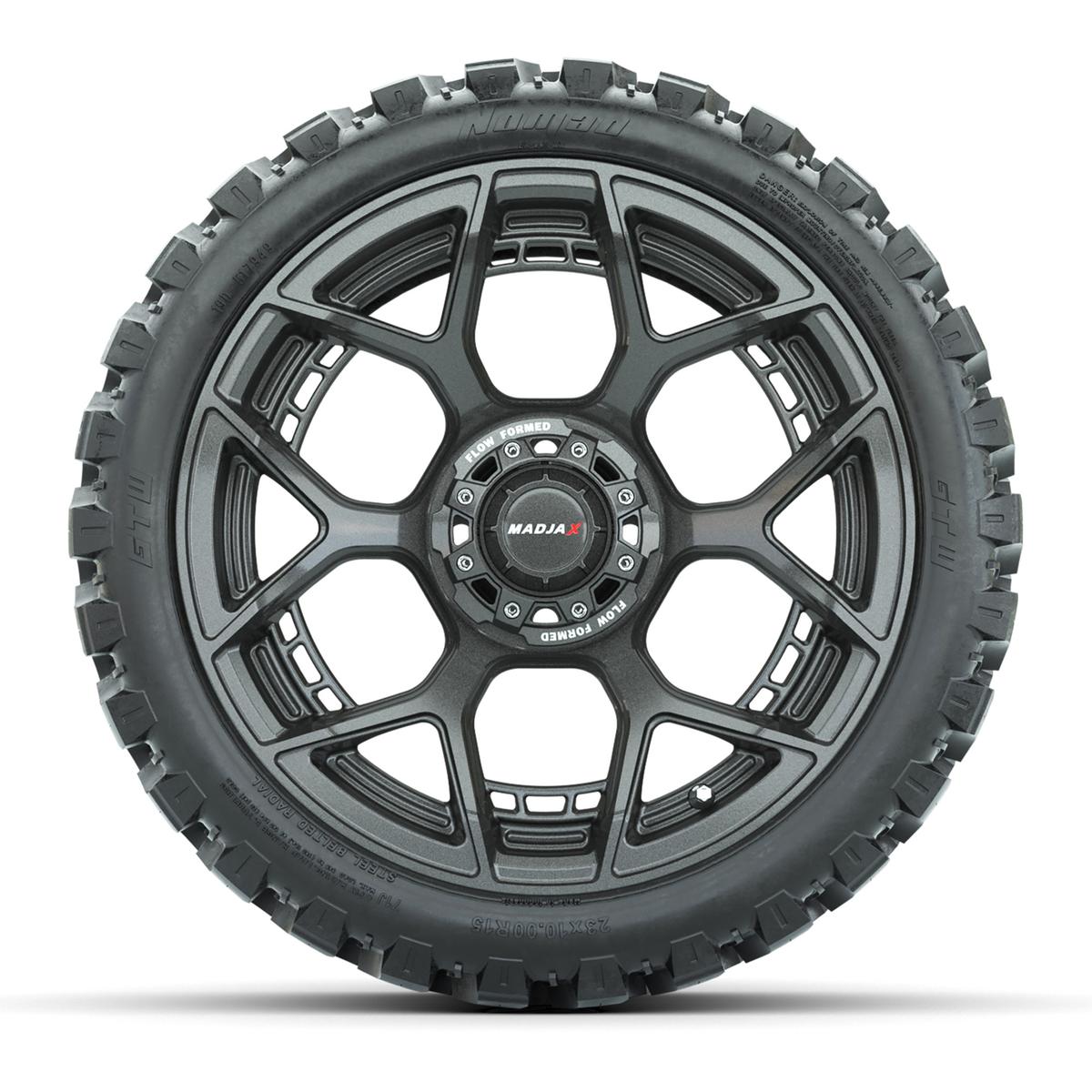 Set of (4) 15" MadJax&reg; Flow Form Evolution Gunmetal Wheels with GTW&reg; Nomad Off Road Tires
