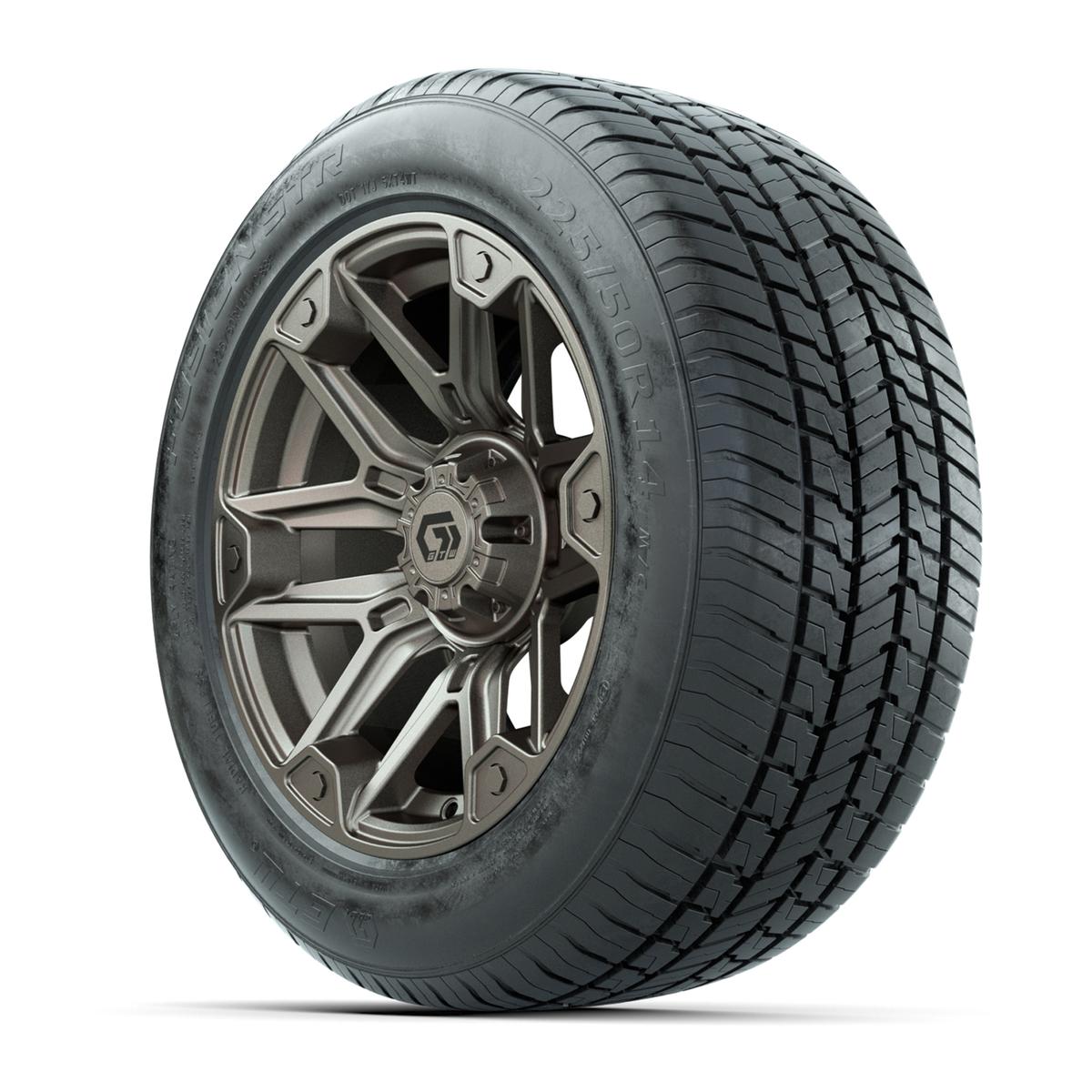 GTW&reg; Graffiti Satin Bronze 14 in Wheels with 255/50-R14 Fusion STR DOT Approved Street Tires - Full Set