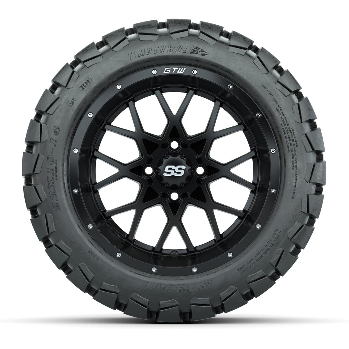 Set of (4) 14 in GTW Vortex Wheels with 22x10-14 GTW Timberwolf All-Terrain Tires