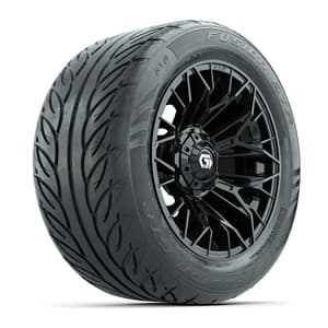 GTW&reg; Stellar Black 14 in Wheels with 255/45-R14 Fusion GTR Steel Belt Radial Street Tires – Full Set