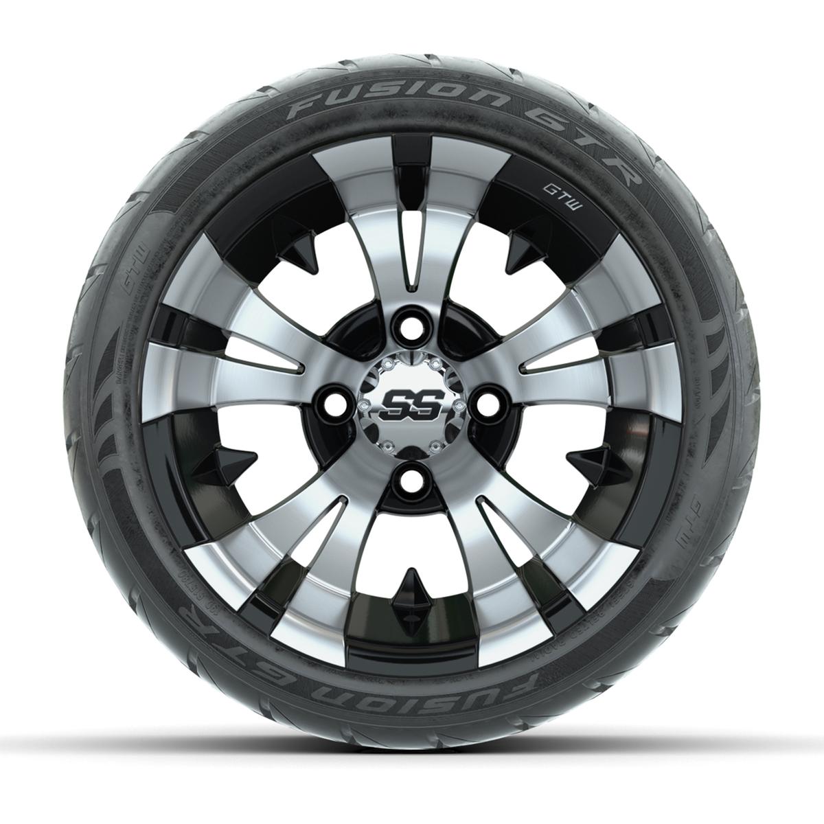 12” GTW Vampire Machined/Black Wheels with Fusion GTR Street Tires – Set of 4