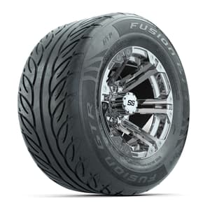 GTW&reg; Specter Chrome 12 in Wheels with 255/55-R12 Fusion GTR Steel Belt Radial Street Tires – Full Set