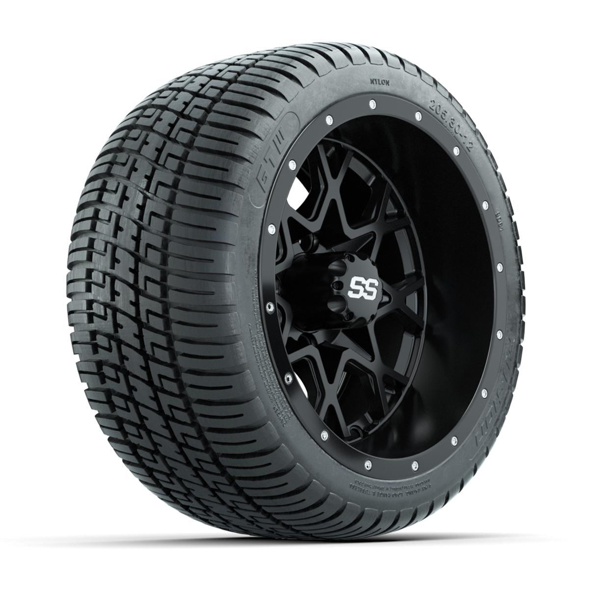 Set of (4) 12 in GTW Vortex Wheels with 205/30-12 GTW Fusion Street Tires