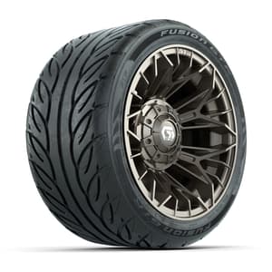 GTW&reg; Stellar Matte Bronze 12 in Wheels with 215/40-R12 Fusion GTR Steel Belt Radial Street Tires – Full Set