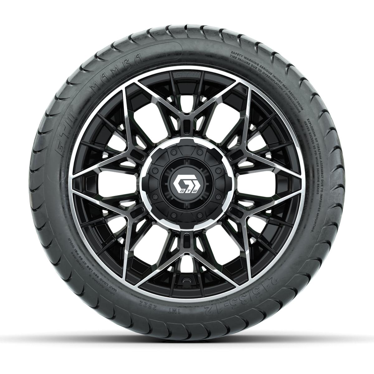 Set of (4) 12 in GTW® Stellar Machined & Black Wheels with 215/35-12 Mamba Street Tires