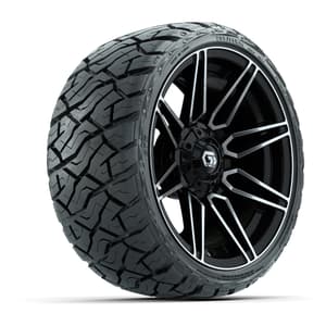GTW Stealth Gloss Black/Machined 14 in Wheels with 205/35-R14 Maverick Low-Profile All-Terrain Tires – Full Set