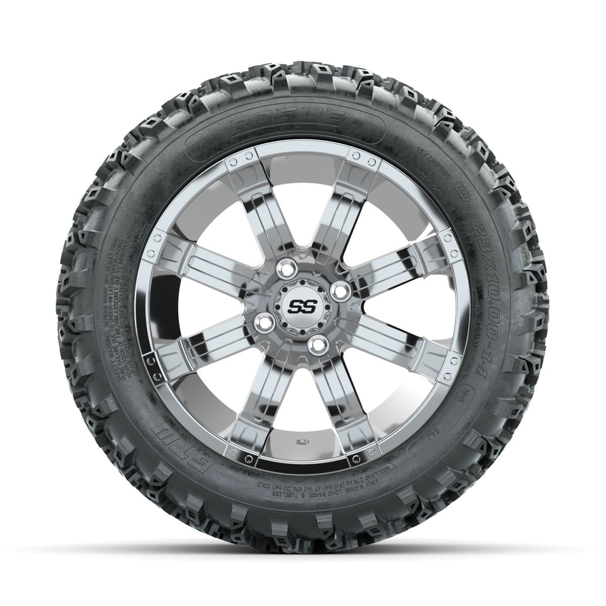 GTW Tempest Chrome 14 in Wheels with 23x10.00-14 Rogue All Terrain Tires – Full Set