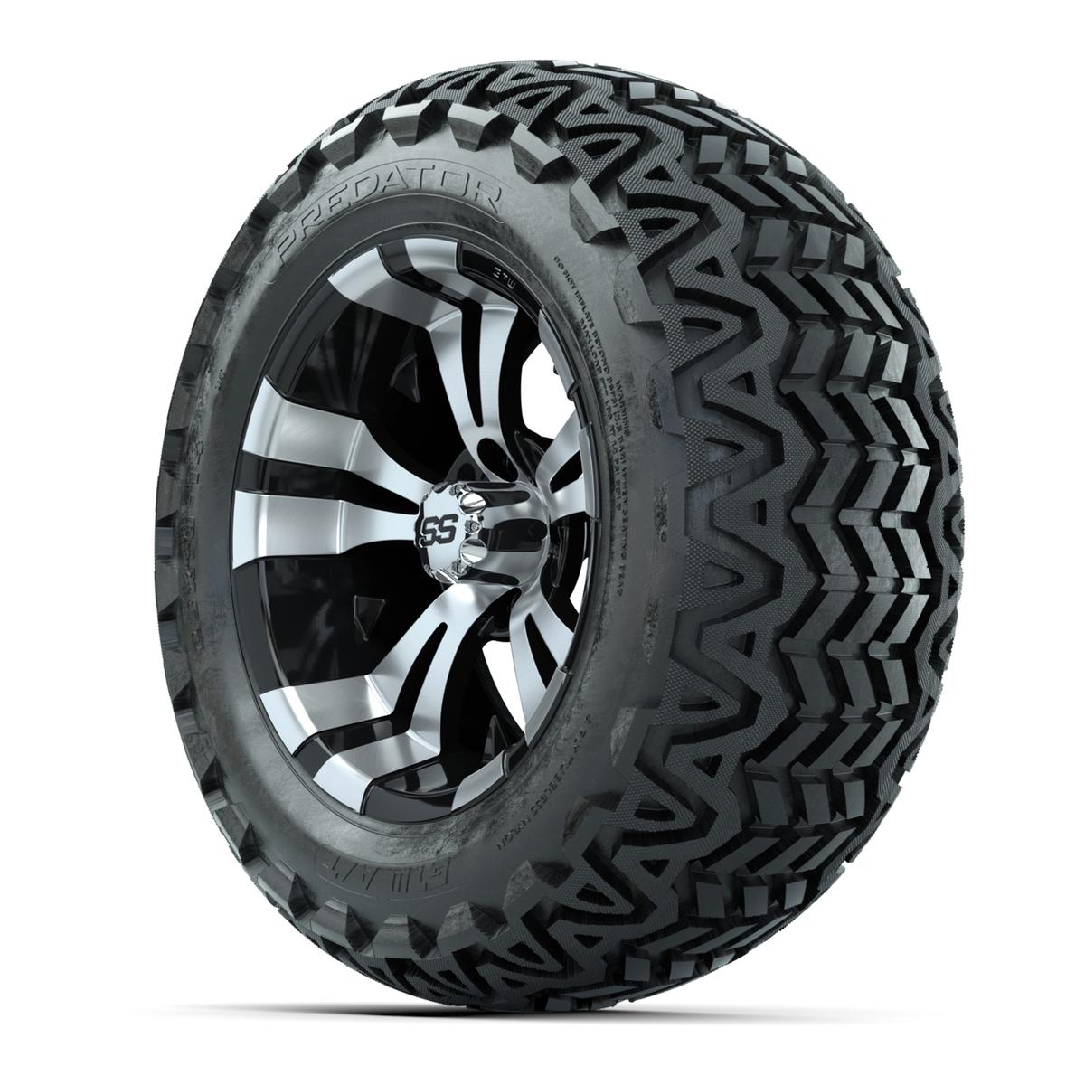 GTW Vampire Black and Machined Wheels with 23in Predator A-T Tires - 14 Inch