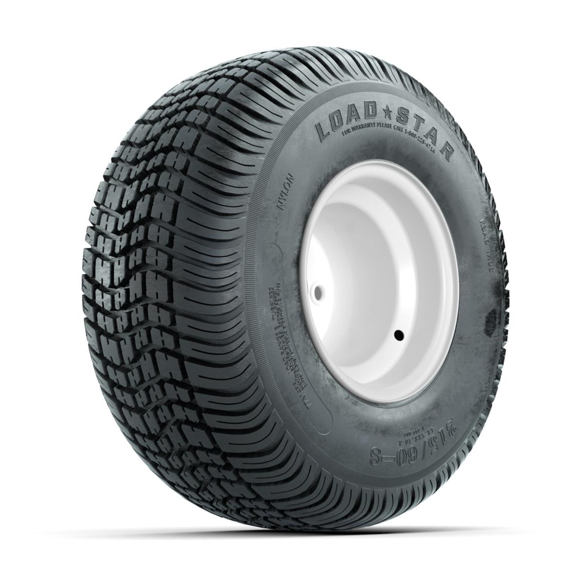 Set of (4) 8 in White Steel Wheels with 18 in Kenda Load Star Tires