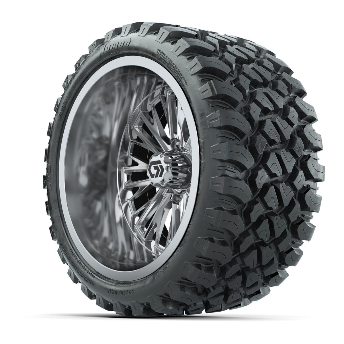 GTW&reg; Viper Chrome 15 in Wheels with 23X10-R15 Nomad Steel Belted Radial All-Terrain Tires - Full Set