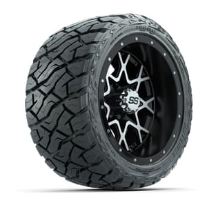 GTW Vortex Matte Black/Machined 12 in Wheels with 215/40-R12 Maverick Low-Profile All-Terrain Tires – Full Set