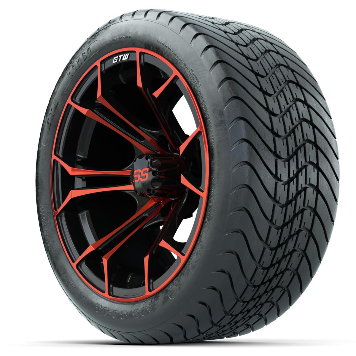 GTW Spyder Red/Black 14 in Wheels with 225/30-14 Mamba Street Tires – Full Set