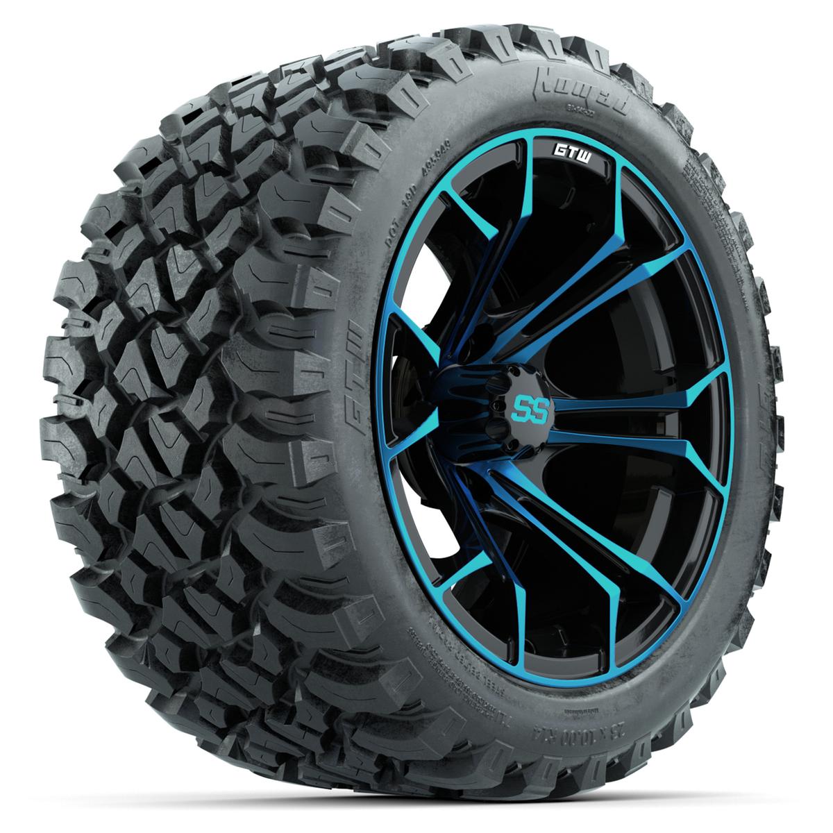 GTW Spyder Blue/Black 14 in Wheels with 23x10-14 GTW Nomad All-Terrain Tires – Full Set