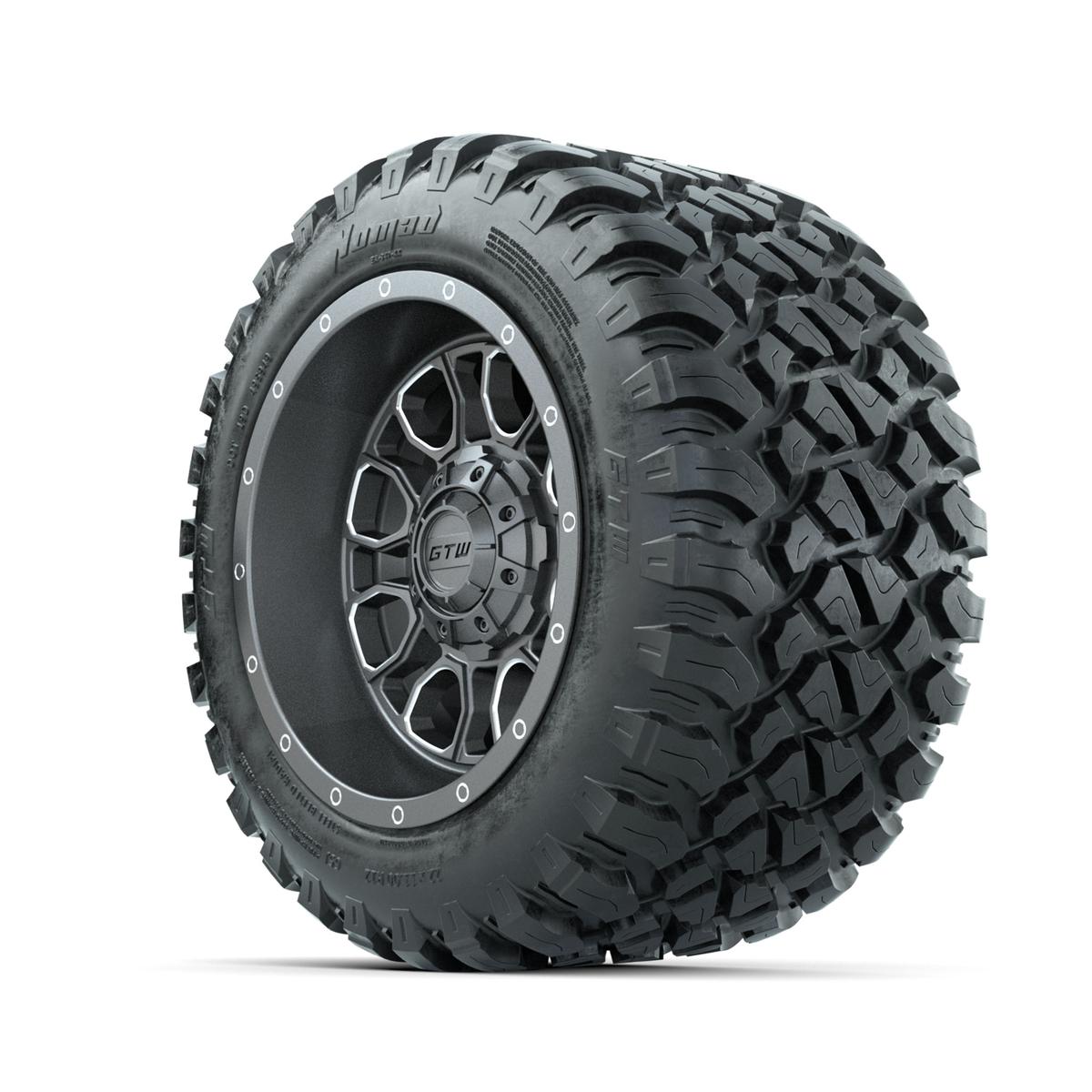GTW Volt Gunmetal/Machined 12 in Wheels with 22x11-R12 Nomad All Terrain Tires – Full Set
