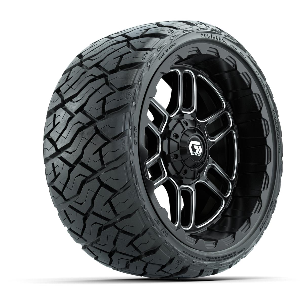 GTW Titan Black/Machined 14 in Wheels with 205/35-R14 Maverick Low-Profile All-Terrain Tires – Full Set