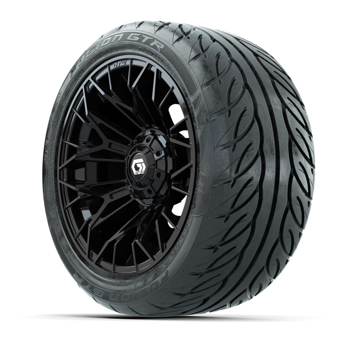 GTW Stellar Matte Black 14 in Wheels with 225/40-R14 Fusion GTR Street Tires – Full Set