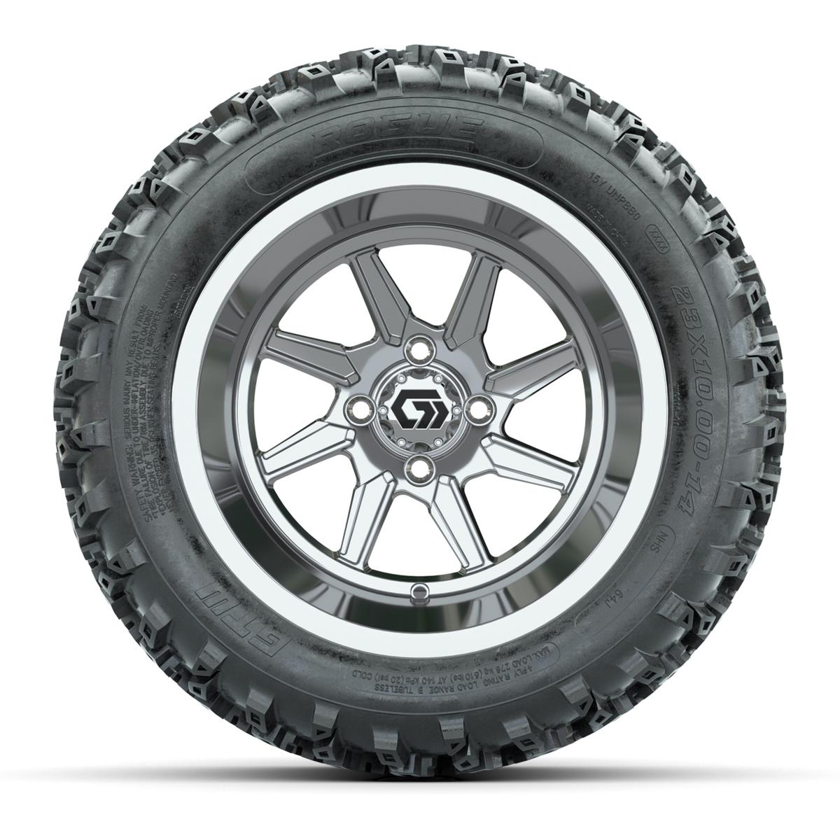 GTW&reg; Reaper Chrome 14 in Wheels with 23X10-R14 Rogue All-Terrain Tires - Full Set