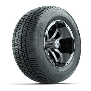 GTW Storm Trooper Black/Machined 10 in Wheels with 205/50-R10 Fusion S/R Radial Steel Belt Street Tires – Full Set