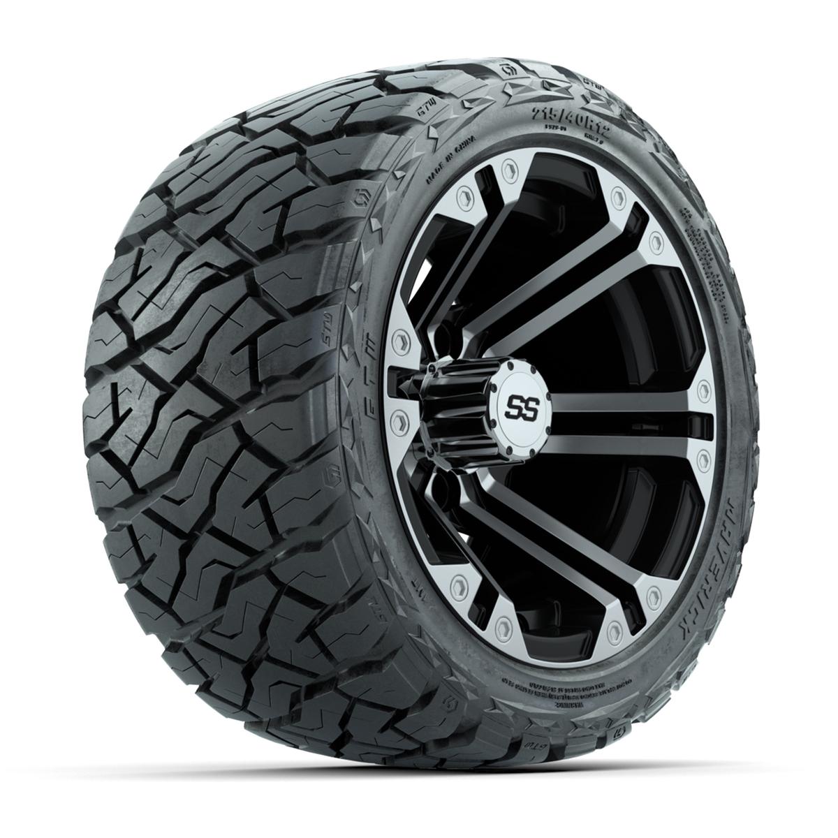 GTW Specter Black/Machined 12 in Wheels with 215/40-R12 Maverick Low-Profile All-Terrain Tires – Full Set