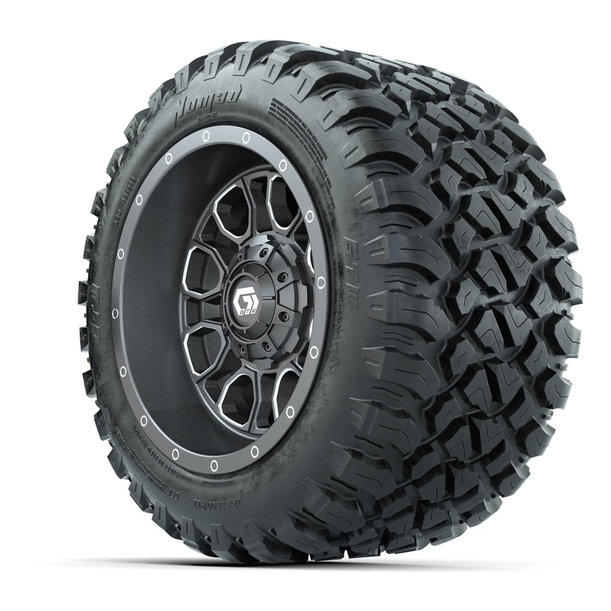 GTW Volt Gunmetal/Machined 12 in Wheels with 22x11-R12 Nomad All Terrain Tires – Full Set