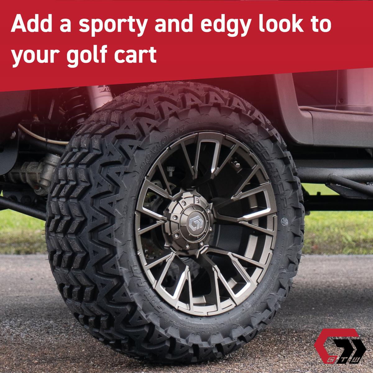 GTW&reg; Vandal Bronze/Machined 14 in Wheels with 23X10.00-14 Rogue All-Terrain Tires – Full Set