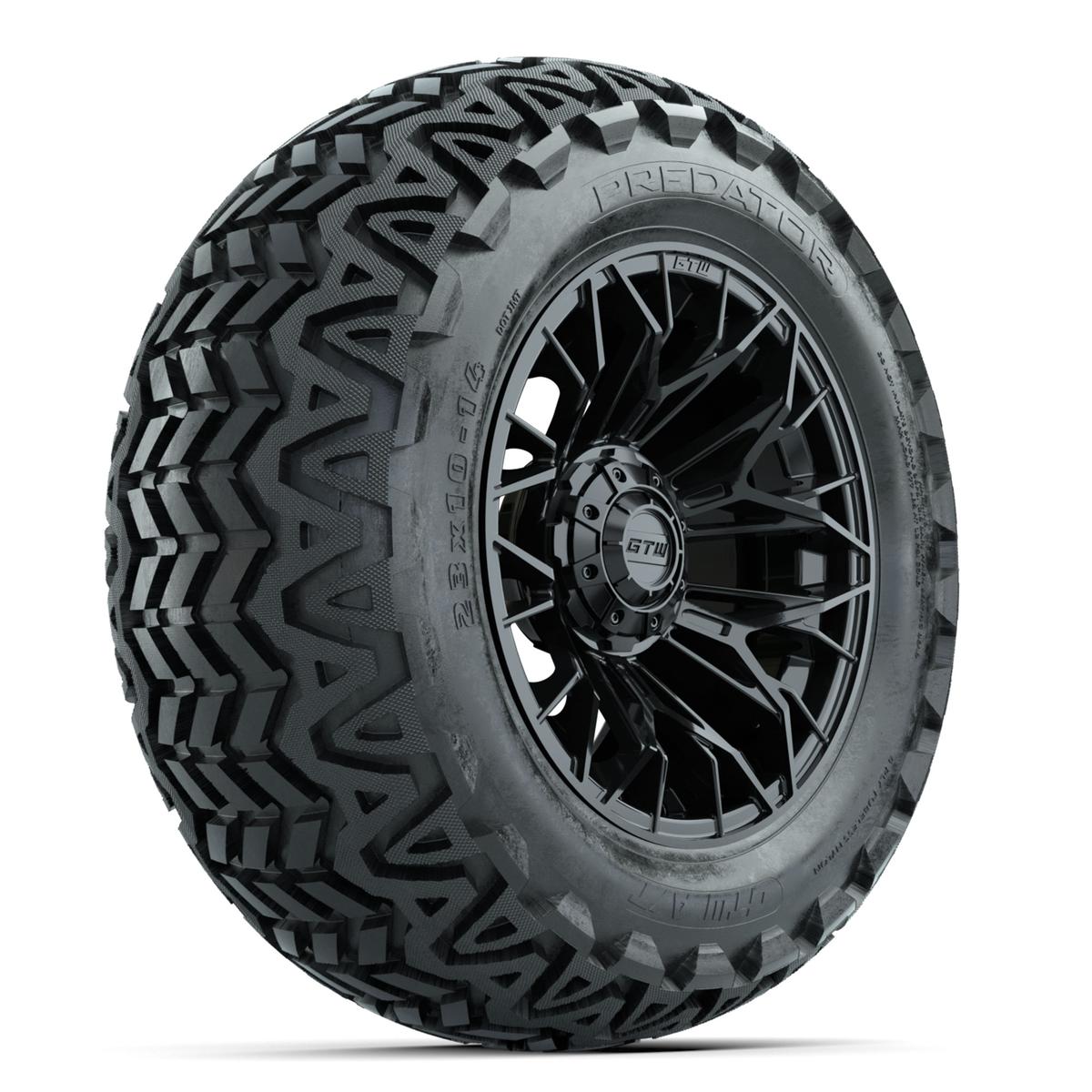 Set of (4) 14 in GTW® Stellar Black Wheels with 23x10-14 Predator All-Terrain Tires