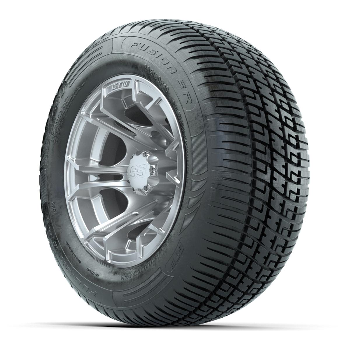 GTW Spyder Silver Brush 10 in Wheels with 205/50-10 Fusion SR Steel Belted Radial Tires – Full Set