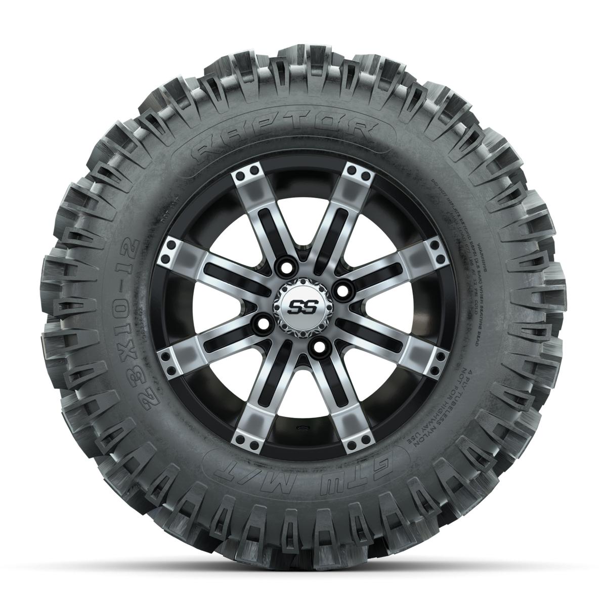 12” GTW Tempest Black and Machined Wheels with 23" Raptor Mud Tires – Set of 4