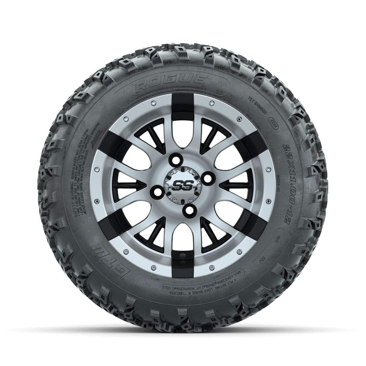 GTW Diesel Machined/Black 12 in Wheels with 22x11.00-12 Rogue All Terrain Tires – Full Set